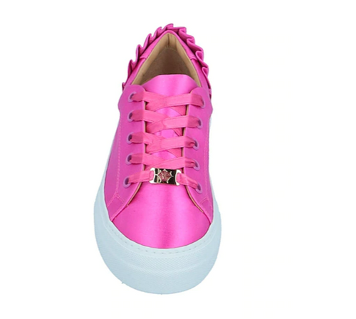 Pink Satin Flatform Sneakers, by Charlotte Olympia