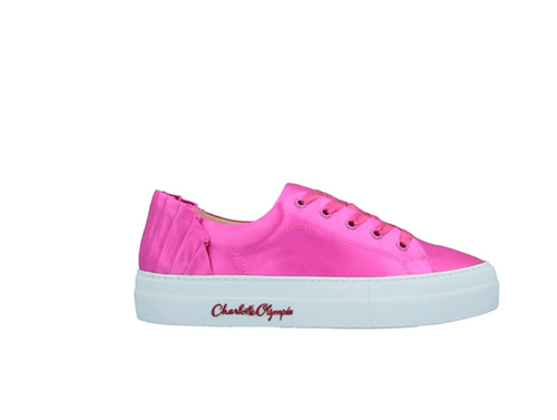 Flatform Pink Satin Flatform Sneakers, by Charlotte Olympia
