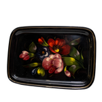 Vintage Russian Hand Painted Floral Tin Tray