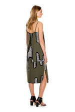 Country Road Layered Crepe Dress in Olive Green