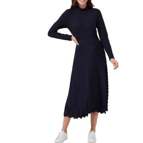 French Connection Navy Chevron Pleated Skirt