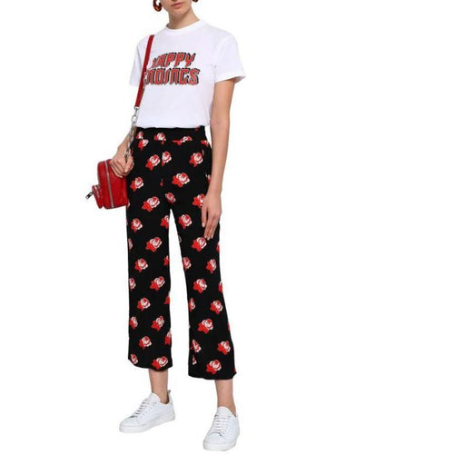 Gianni black & red crepe floral light summer pants