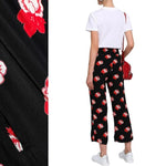Gianni black & red crepe floral light summer pants