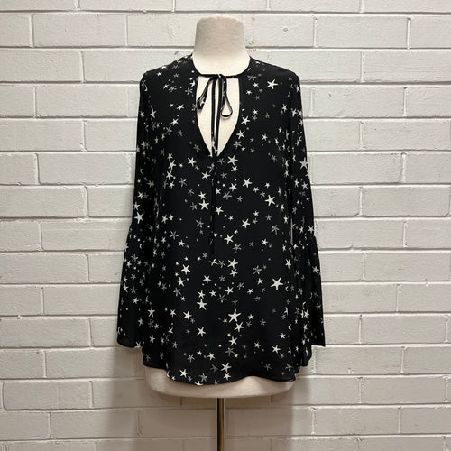 Silk All Over Black & White Stars Blouse, by Baz Inc