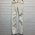 True Religion White Low Rise Jeans Blue Contrast Stiching