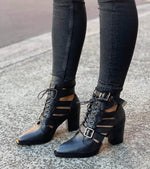 Mollini Black & Silver Leather Strappy Ankle Boot Heels
