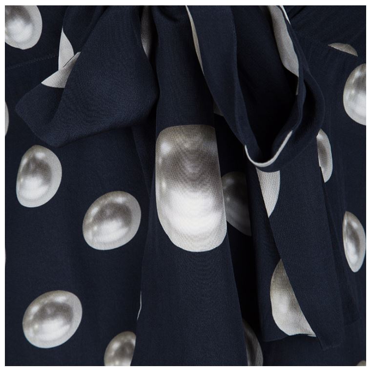 Vintage Moschino Navy Silk Pearl Print Dress