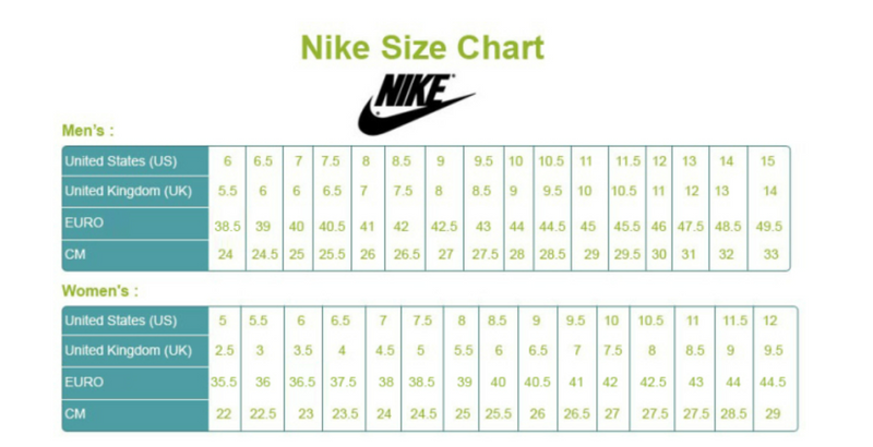 Nike Size Chart Re_find Preloved