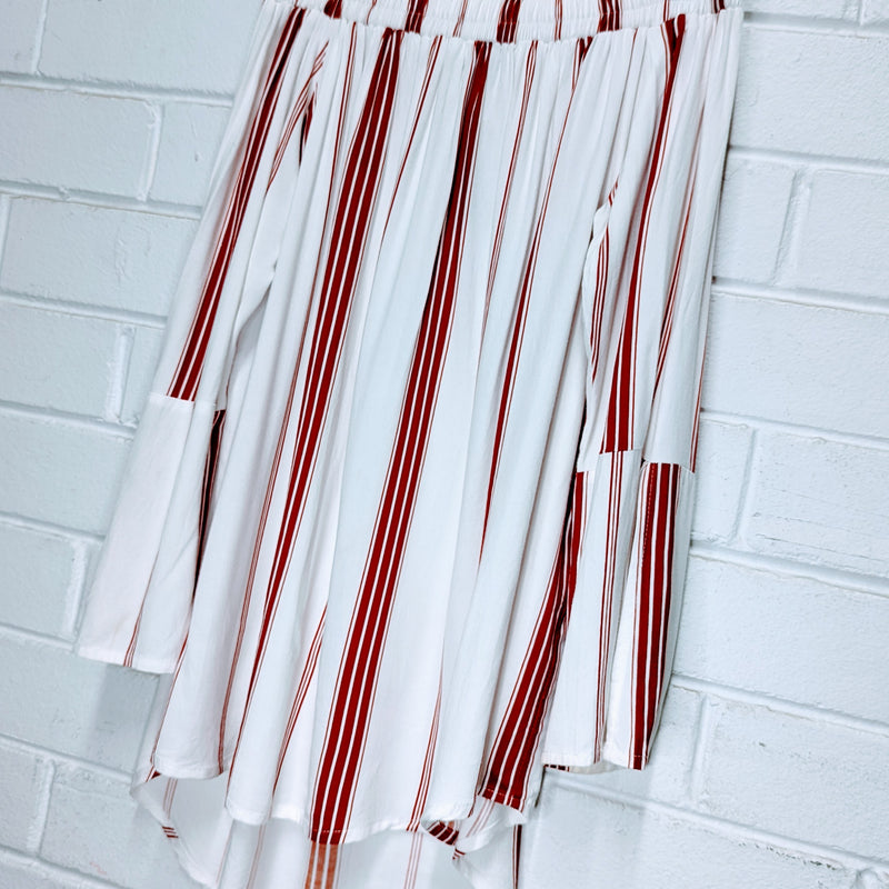 Faithfull The Brand Marfa Red White Stripe London Off Shoulder Top Size XS