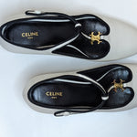 BABIES T-BAR PUMP IN LEATHER CALFSKIN AND GROS GRAINWHITE / BLACK, by CELINE