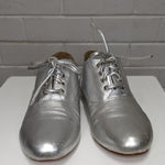 Silver Lace-up Flat Lace up Shoes, by LUXE