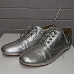 Silver Lace-up Flat Lace up Shoes, by LUXE
