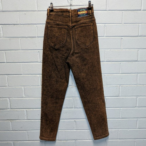 Parisboy Orange Stretch Stonewash Distressed High Waisted Jeans