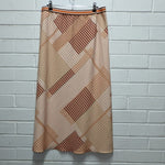 Baz Inc slip skirt geometric teale Brown orange pale pink stripes 