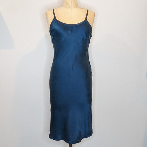 Flannel Blue Silk Midi Slip Dress