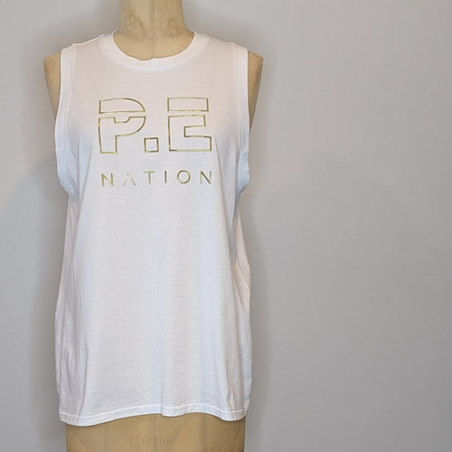 P.E Nation White Gold Embossed Tank Top