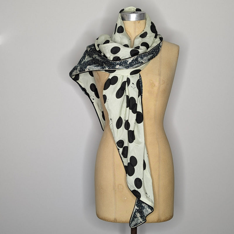 Pom Amsterdam reversible double-layer asymmetric pattern blue cream scarf