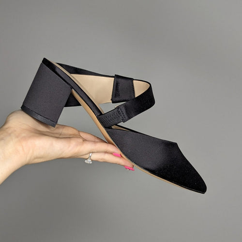 March Muse Black Sculptural Bow Mule Heels