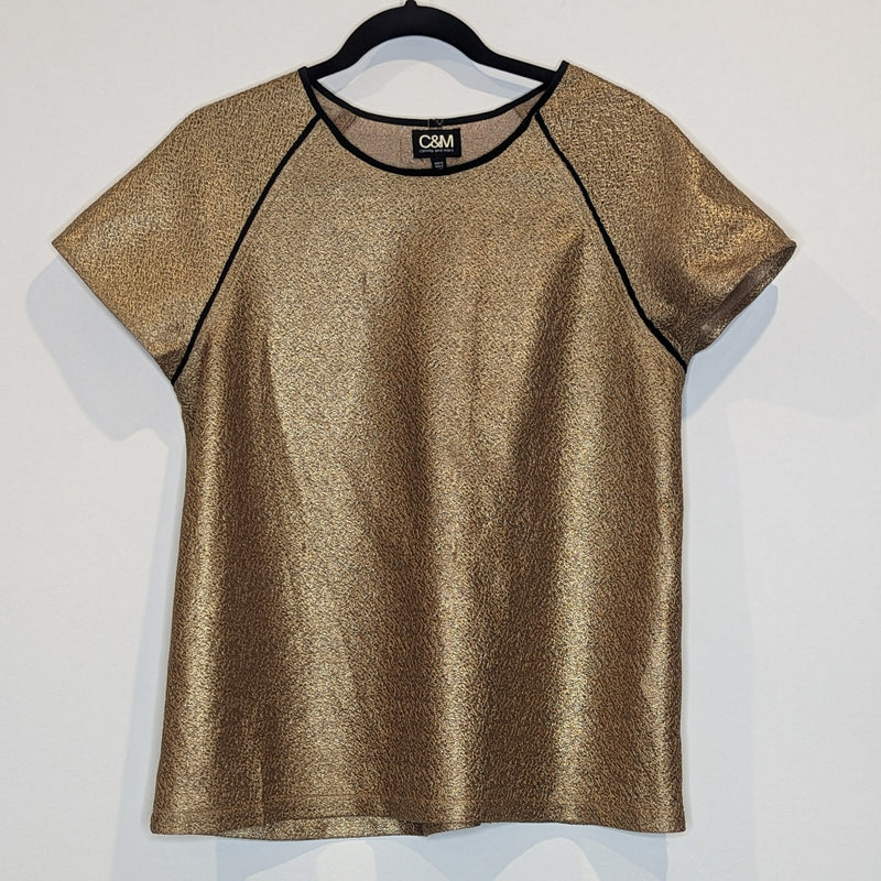 C&M Metallic Gold & Black T-shirt Top 