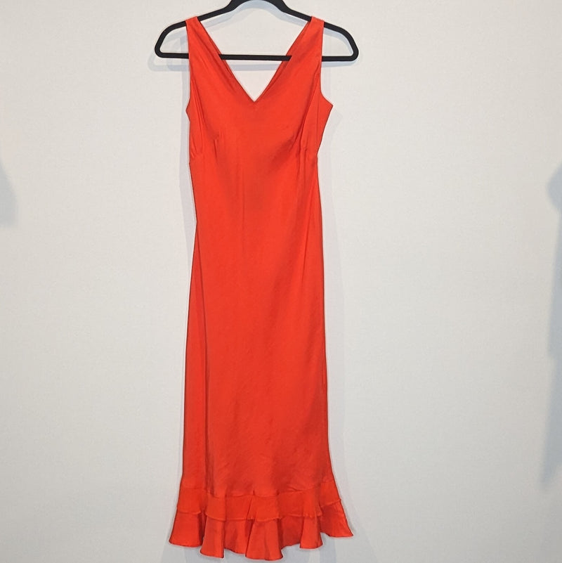 Witchery Orange Silk Tiered Slip Dress