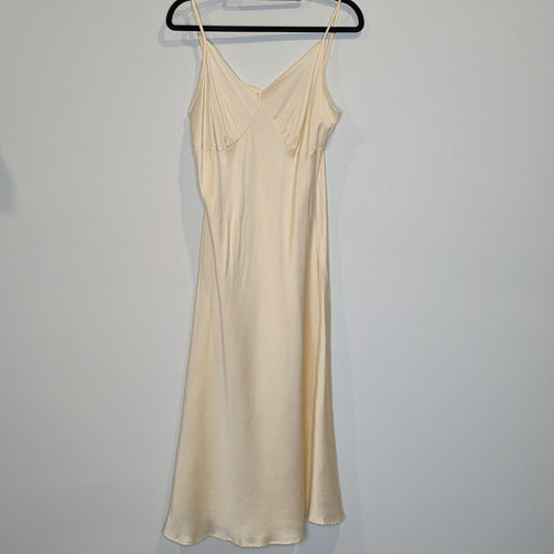 Flannel Cream Silk Midi Slip Dress