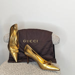Gucci Gold Metallic Mid Heels