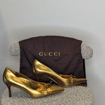 Gucci Gold Metallic Mid Heels