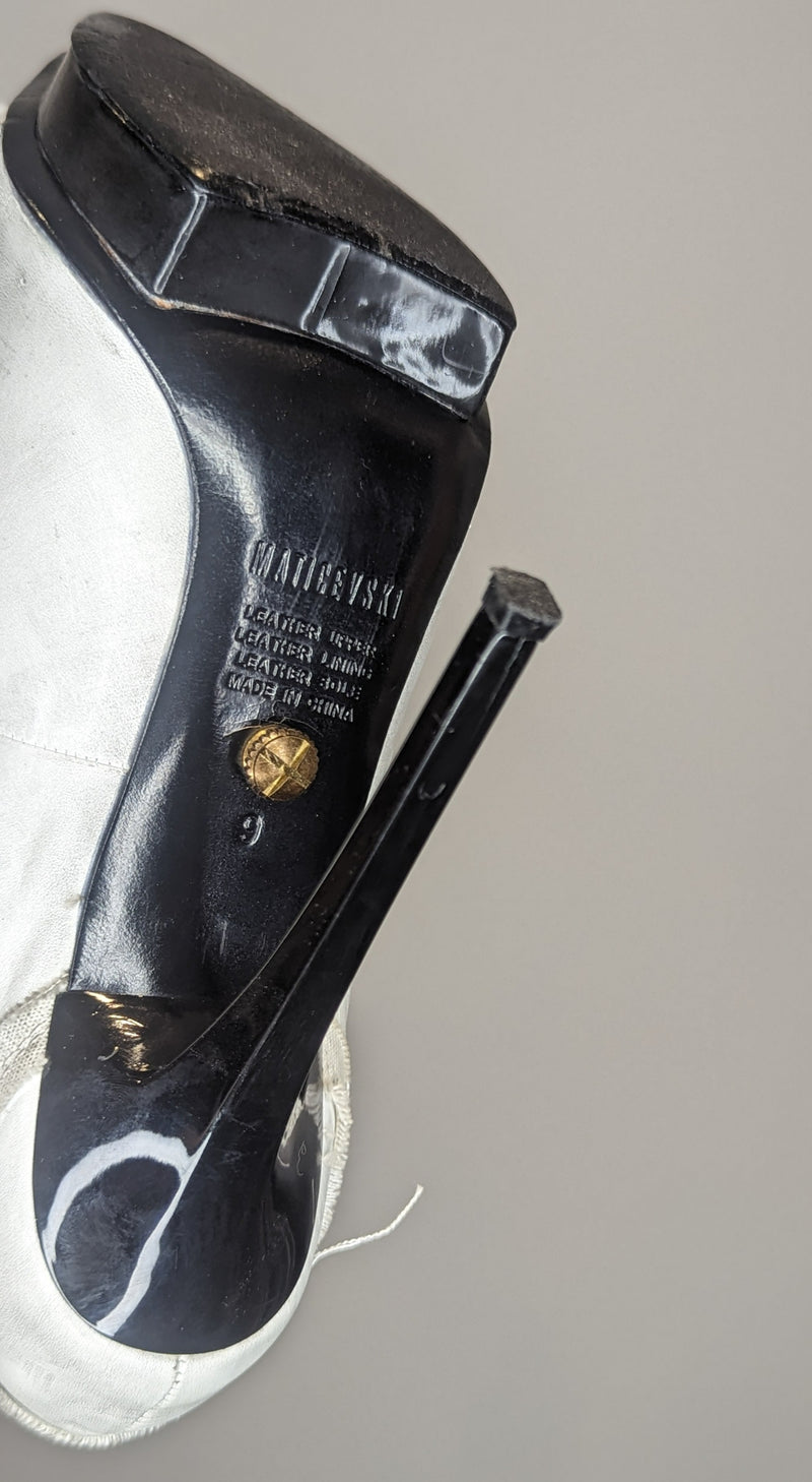 Matichevski Distressed Leather & Diamante Stiletto Platform Heels
