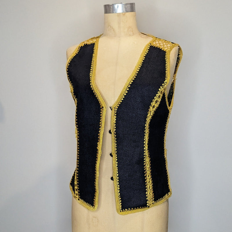 Vintage 60s/70's Reversible Suede Hand Painted & Crocheted Vest