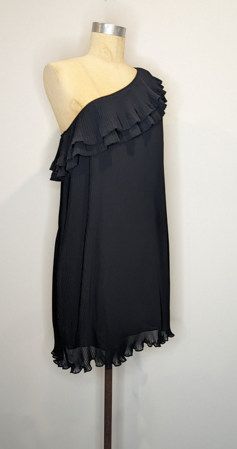 Nicola Finetti Black One Shoulder Pleated Dress
