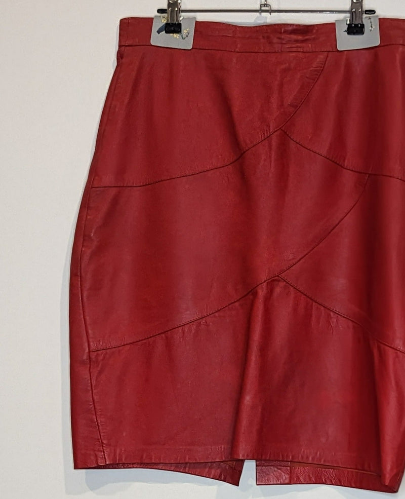 Vintage Red Leather Skirt