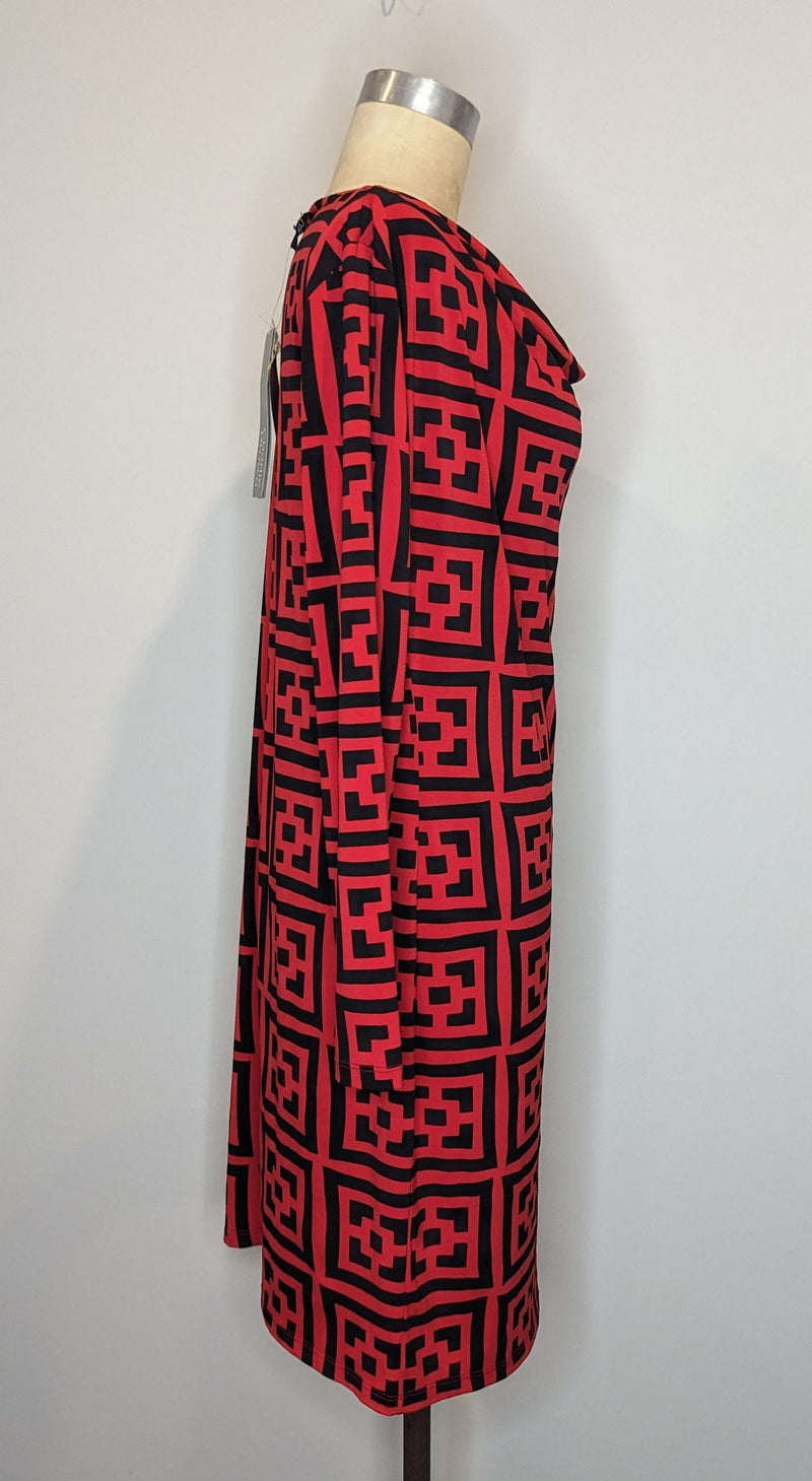 Charlie Brown Geometric Print Red Black Fendi Look Dress
