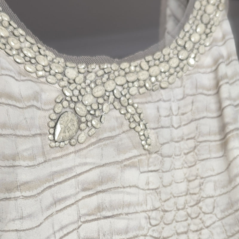 BCBG Maxazria Silk Hi-Lo Fishtail Embellished Gown