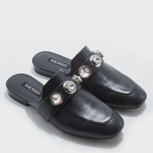 Leather Diamante Slip on Mules/Slides, by Senso  