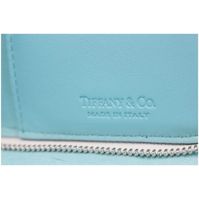 Tiffany & Co. Color Block Zip Around Off White/Blue Wallet