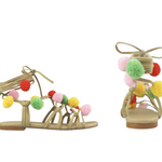 Wittner Leather Multicolour Pom Pom Strappy Sandals
