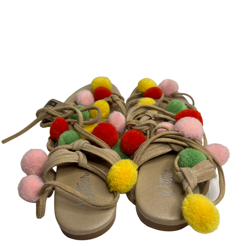 Wittner Leather Multicolour Pom Pom Strappy Sandals