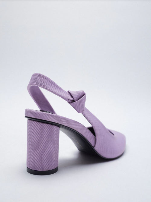 Zara Knotted High Heel Slingback Shoes Mauve (Pastel purple)