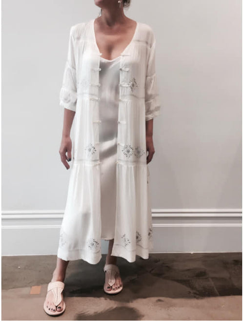 Flannel Designer Maxi Dress / Kaftan, White Christmas