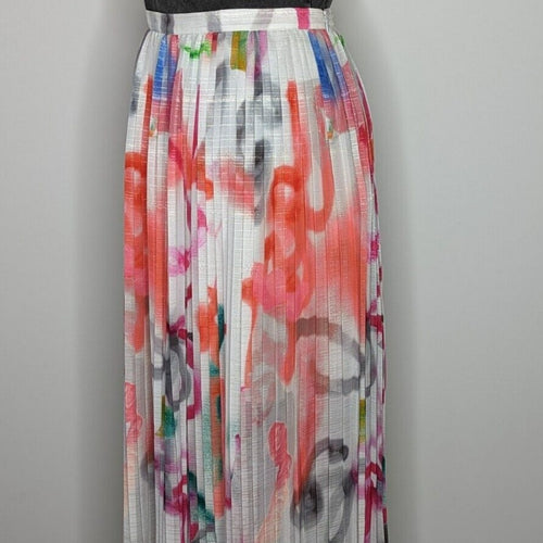 Gorman x Miranda Skoczek Multicolour Graffiti Pleated Skirt Silver Threads 12 M