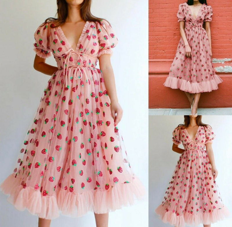 Lirika Matoshi’s Strawberry Midi Dress