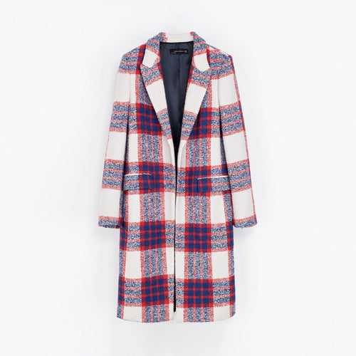 Zara Wool Blend Plaid Coat